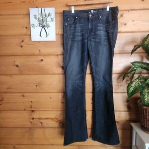 7 For All Mankind 7FAM Jeans A Pocket Embroidered Bootcut Flare Dark Tall Sz 32